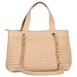Henkeltasche BRUNO BANANI, Damen, Gr. B/H/T: 33cm x 23cm x 15cm, beige, Lederimitat, Polyurethan (PU), Taschen, mit goldfarbenen Kettendetails