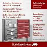 AL Briefkastensysteme 8 Fächer Premium Edelstahl Stand Briefkasten Anlage mit Klingeln, Post A4, modern, robust, wetterfest, Artikelnummer: 132V8S2KS