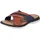 Rieker Pantolette RIEKER, Herren, Gr. 40, braun (cognac, denim), Leder, Textil, Schuhe Pantolette, Sommerschuh, Strandschuh, Hausschuh mit weicher Innensohle