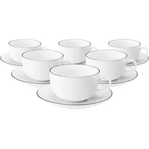 SELTMANN WEIDEN Lido Black Line Milchkaffeetassen mit Untertassen 350 ml 6er Set