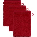 Frottana Pearl Waschhandschuh 15 x 20 cm aus 100% Baumwolle, Ruby 3er Set