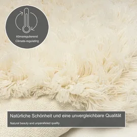 THEKO Bettumrandung THEKO "Flokos 2" Gr. 14, beige (natur), H:64mm, Obermaterial: 100% Wolle, Bettumrandungen, Läufer-Set, Hochflor, Uni-Farben, reine Wolle, handgewebt