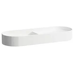LAUFEN Sonar Doppelwaschtisch-Schale H8123480001121 100x37cm, ohne Hahnloch, ohne Überlauf, weiß