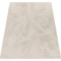 Hochflor-Teppich PACO HOME "Arnheim 745", beige (creme), B:80cm H:26mm L:150cm, Polyester, Teppiche, Uni Farben, modernes geometrisches Design, besonders weich