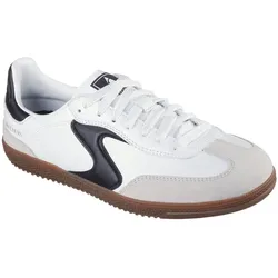 Sneaker SKECHERS "HOTSHOT-KICKOFF", Damen, Gr. 40, schwarz-weiß (weiß, schwarz), Lederimitat, Veloursleder, sportlich, Schuhe Retrosneaker, Retro Sneaker, Schnürschuh mit Textilinnenausstattung