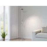 Dimmbarer Led Deckenfluter Spock Mit Leselampe, Silber Höhe 180cm