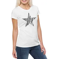 Urban Backwoods Print-Shirt Rockabella Star V Damen T-Shirt Tattoo Nautical Rockabilly Tiger (1-tlg) Leopard Stern Oldschool Fifties weiß S