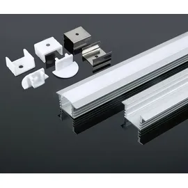 Energmix 2 Meter Aluprofile Alu Schiene Profil für LED Strip Profil mit Milchglas Abdeckung