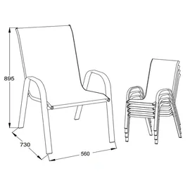 VCM Gartenstuhl 4er Set stapelbar 56 x 73 x 89 cm grau