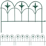 Relaxdays Beeteinfassung, 4er Set, Metall, HxB: je 28 x 38,5 cm, Beetumrandung für Garten, Zierzaun zum Stecken, grün