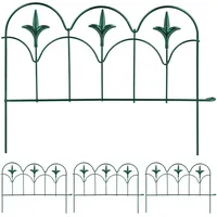Relaxdays Beeteinfassung, 4er Set, Metall, HxB: je 28 x 38,5 cm, Beetumrandung für Garten, Zierzaun zum Stecken, grün