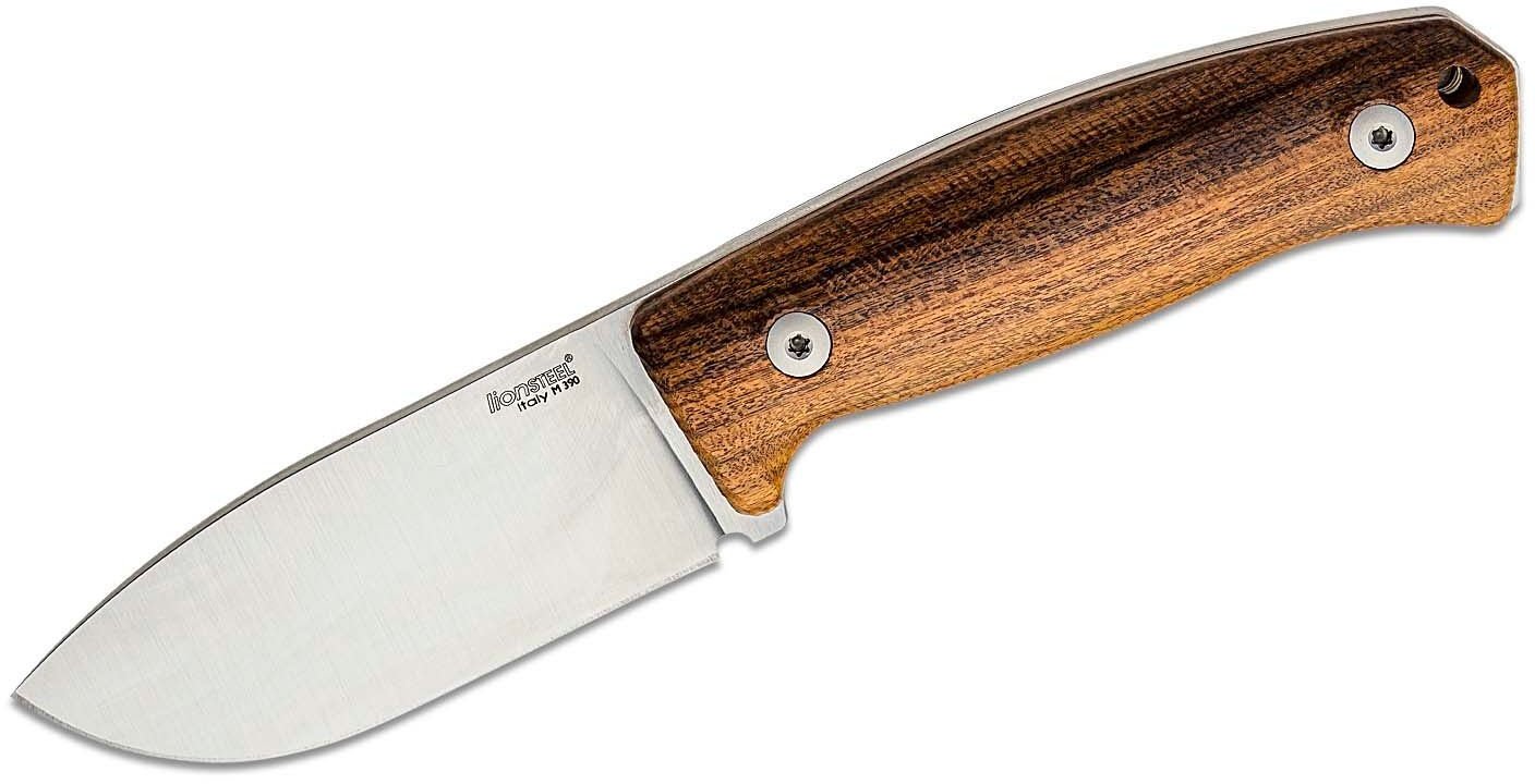 Lionsteel Fixed Blade M390 satin blade, Santos wood handle, leather sheath M2M ST