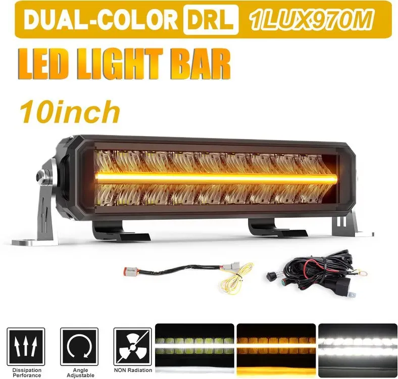 33er Serie 10 Zoll Dual-Color DRL LED-Lichtleiste – 1LUX 970M Superhell