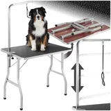 tectake® Haustier Trimmtisch, Frisiertisch Hund und Katze, Pflegetisch, Hundefriseur Zubehör, Dog Grooming, mit Galgen, Groomer Tisch klappbar, Schertisch Hund gummiert und Kratzfest - schwarz/grau