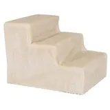 lionto Katzentreppe, weich gepolstert & gelenkschonend, rutschfest & stabil, mit abnehmbarem Plüschbezug, 46x36x34 cm, beige