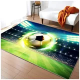 HMGAQNP Fußballplatz Spielteppich, Eisfeuer Fußball Bedruckt Großflächige Teppiche Sport rutschfest Spielteppich 3D Fußball Mit Flammen Bedruckten Teppichen Für Schlafzimmer(A,160x230cm/63x90in)