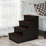 Haustiertreppe  Hundetreppe/katzentreppe Mit Teppich, Einstiegshilfe, Mdf, Dunkelbraun, 40x59x54,2cm