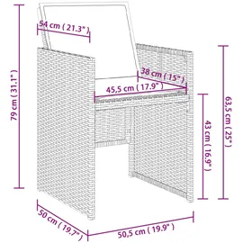 vidaXL 5-tlg. Garten-Essgruppe mit Kissen Schwarz Poly Rattan