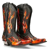 SIULAS PU Leder Stiefel Vintage Western Cowboy Stiefel Stickerei Biker Stiefel Slip auf Freizeitschuhe Spitz Toe Stiefel,Orange,42 - 42 EU