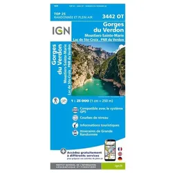 Carte IGN Gorges du Verdon 3442OT Cartes - https://www.i-run.de/sportzubehoer/karten/carte-ign/Gorges-du-Verdon-3442OT_fiche_107755.html - TU