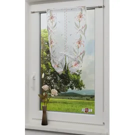 Stickereien Plauen Bändchenrollo »Michelle« mit Stangendurchzug, weiß