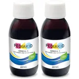 PEDIAKID - Omega 3 - Das mit der aus Fischöl gewonnenen Omega-3- Fettsäure DHA angereicherte - Vitamin A, C, D, E - Fördert die kognitiven Funktionen - Set mit 2 sirups 125 ml