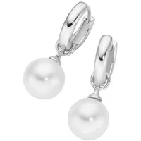 GIORGIO MARTELLO MILANO Creolen Behang schwarze Achat-Kugeln oder weiße Perlen, Silber 925 weiß