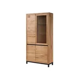 Massivmoebel24 Standvitrine Wildeiche 103 x 40 x 205 cm Beige