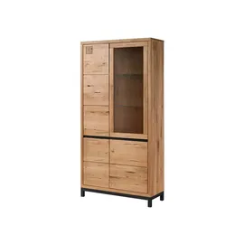 Massivmoebel24 Standvitrine Wildeiche 103 x 40 x 205 cm Beige