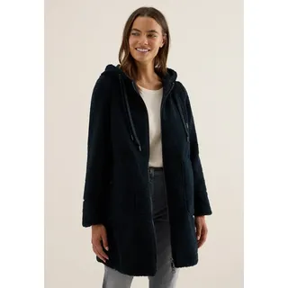 Cecil Damen 1005388 Teddy Mantel mit Kapuze, Dark Navy Blue, M