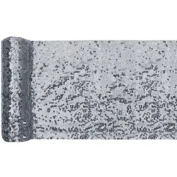 Tischläufer silber aus Pailletten 3 m x 19 cm