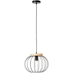 BRILLIANT Sorana Pendelleuchte 1flg schwarz/holzfarbend Innenleuchten,Pendelleuchten   1x A60, E27, 40W, geeignet für Normallampen (nicht enthalten)   Holz aus nachhaltiger Forstwirtschaft (FSC)
