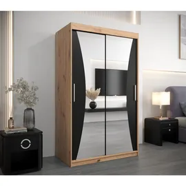 abiks möbel Schwebetürenschrank MONACO 120 x 200 x 62 cm Schwarz