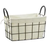 Hti-Living Metallkorb mit Stoffeinsatz Obstkorb Brotkorb 18 x 31 x 19 cm beige|schwarz