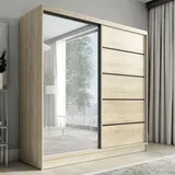 A&J MöbelLand Schwebetürenschrank Nero 200 x 215 x 59,5 cm Braun