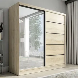 A&J MöbelLand Schwebetürenschrank Nero 200 x 215 x 59,5 cm Braun