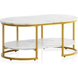 FineBuy Couchtisch Marmor Optik Weiß 100 x 60 x 45 cm