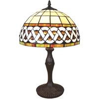 HAES DECO - Tiffany-Tischlampe Ø 31x43 cm Tiffany-Schreibtischlampe aus weißem Metallglas Tiffany-Lampen