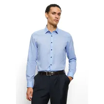 Olymp Langarmhemd Level Five Businesshemd, body fit, New York Kentkragen blau 39
