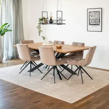 Home Deluxe – Esstisch-set AVENCIA mit 6 Stühlen Noda Hellbraun - Farbe: Light Oak, Maße: 200 x 76 x 120 cm, Sternfuß, Eckig, Ausziehbar I Ess... - Braun