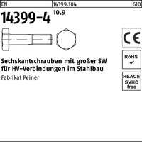 Peiner EN 14399-4 Sechskant-Schaftschraube M12x65 Stahl 10.9 blank