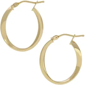 FIRETTI Paar Creolen FIRETTI "Schmuck Geschenk Gold 585 Ohrschmuck Ohrringe gedreht", gold (gelbgoldfarben), Ohrringe, Damen, 18,5mm, Gelbgold 585