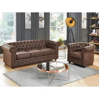 Couchgarnitur 3+1 - Microfaser - Vintage-Look - CHESTERFIELD