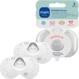 MAM Stillhütchen Größe M (ø 20 mm) im 2er-Set, extra weiche Brusthütchen zum Schutz beim Stillen, Brustwarzenschutz für maximalen Hautkontakt zwischen Mutter und Kind