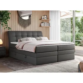 MKS Boxspringbett GOLD-10 KING 160/200 Dunkelgrau Kunstleder - H4