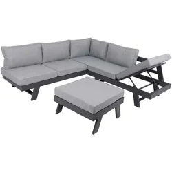 Garten Sitz Garnitur Gruppe Terrasse anthrazit Aluminium Veranda schwarz Metall