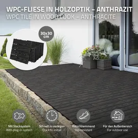 ML-Design WPC Terrassenfliesen 30 x 30 cm anthrazit