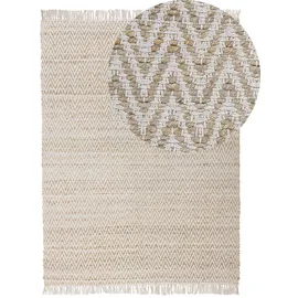 Beliani Afrin Filzkugelteppich 140 x 200 cm Beige