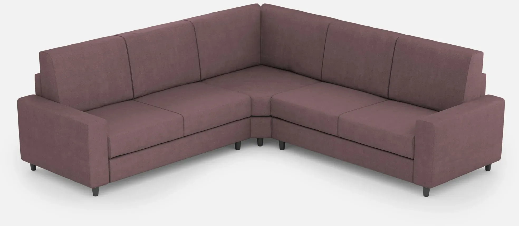 Sakar 2-Sitzer-Sofa mittelgroß (zwei 70-cm-Sitze) + Ecksofa + mittelgroß 2-Sitzer-Sofa (zwei 70-cm-Sitze), Außenmaße L.246x246, Pflaumenfarbe