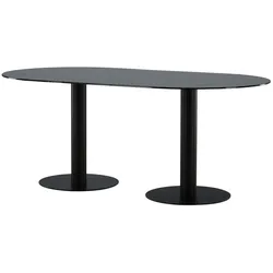 Pillan Esstisch 100x180cm glas schwarz Marmor Dekor.